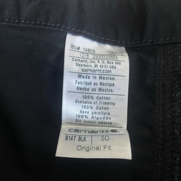 Carhartt Flat Front Carpenter Work In Progress Black Shorts Cotton Size 50 - Picture 4 of 7
